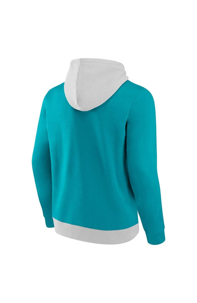 FANATICS Men's Fanatics Branded Gray/Teal Charlotte Hornets Arctic Colorblock Pullover Hoodie, Alternate, color, 