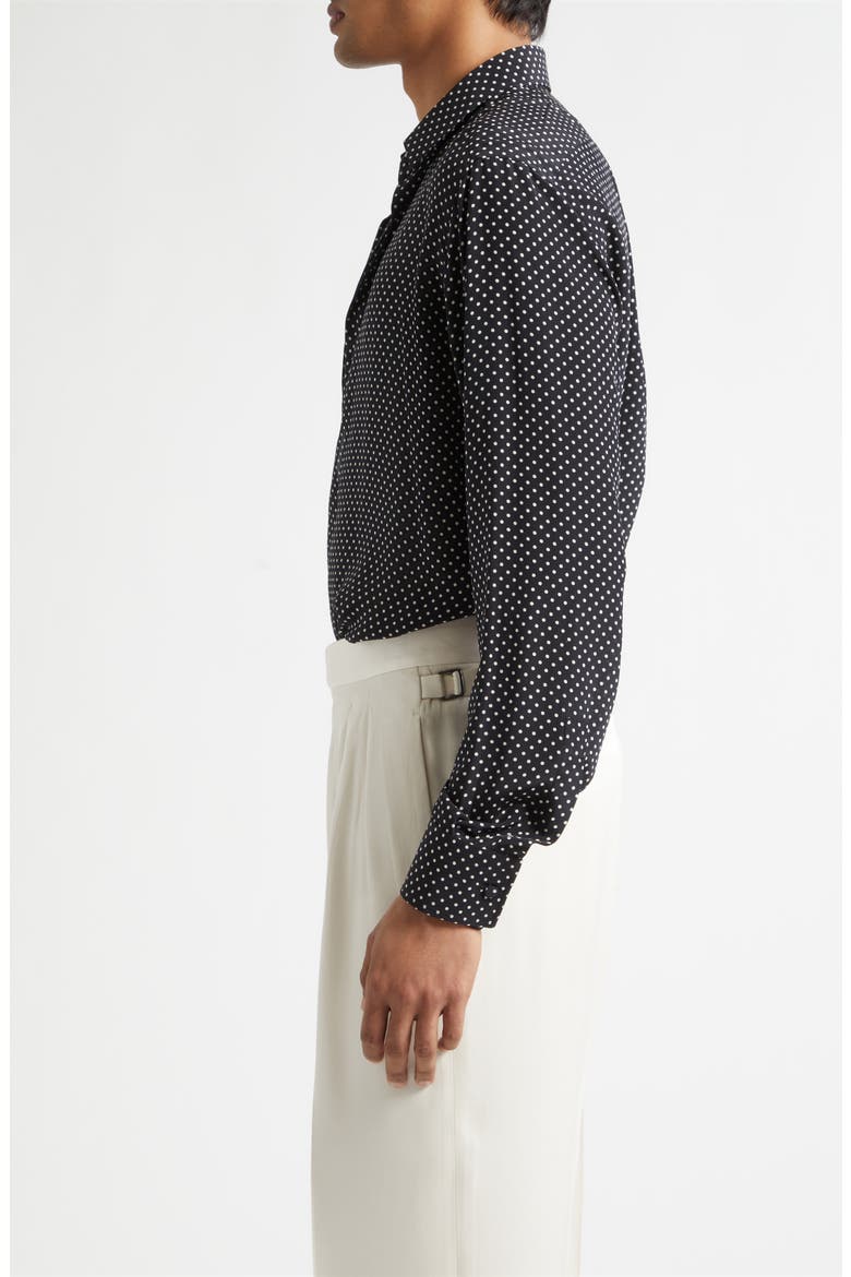 Crêpe de Chine Polka Dot Classic Fit Shirt, Alternate, color, BLACK/ WHITE