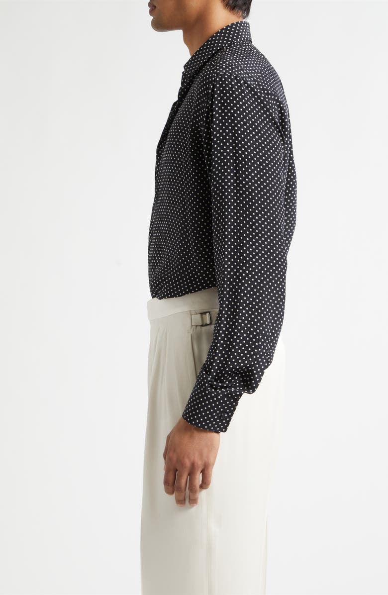 TOM FORD Crêpe de Chine Polka Dot Classic Fit Shirt, Alternate, color, Black/ White