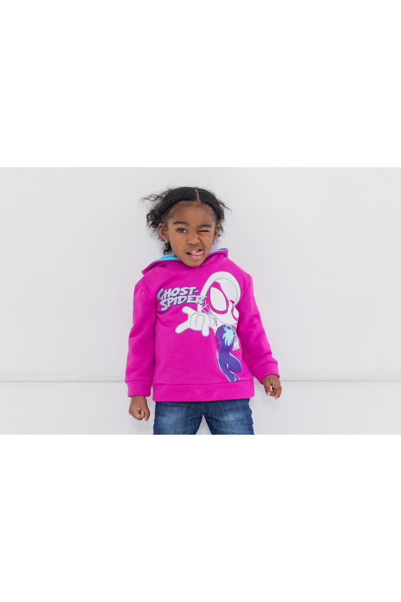 Spidey and His Amazing Friends Ghost-Spider Fleece Pullover Hoodie, Alternate, color, Ghost Spider Magenta