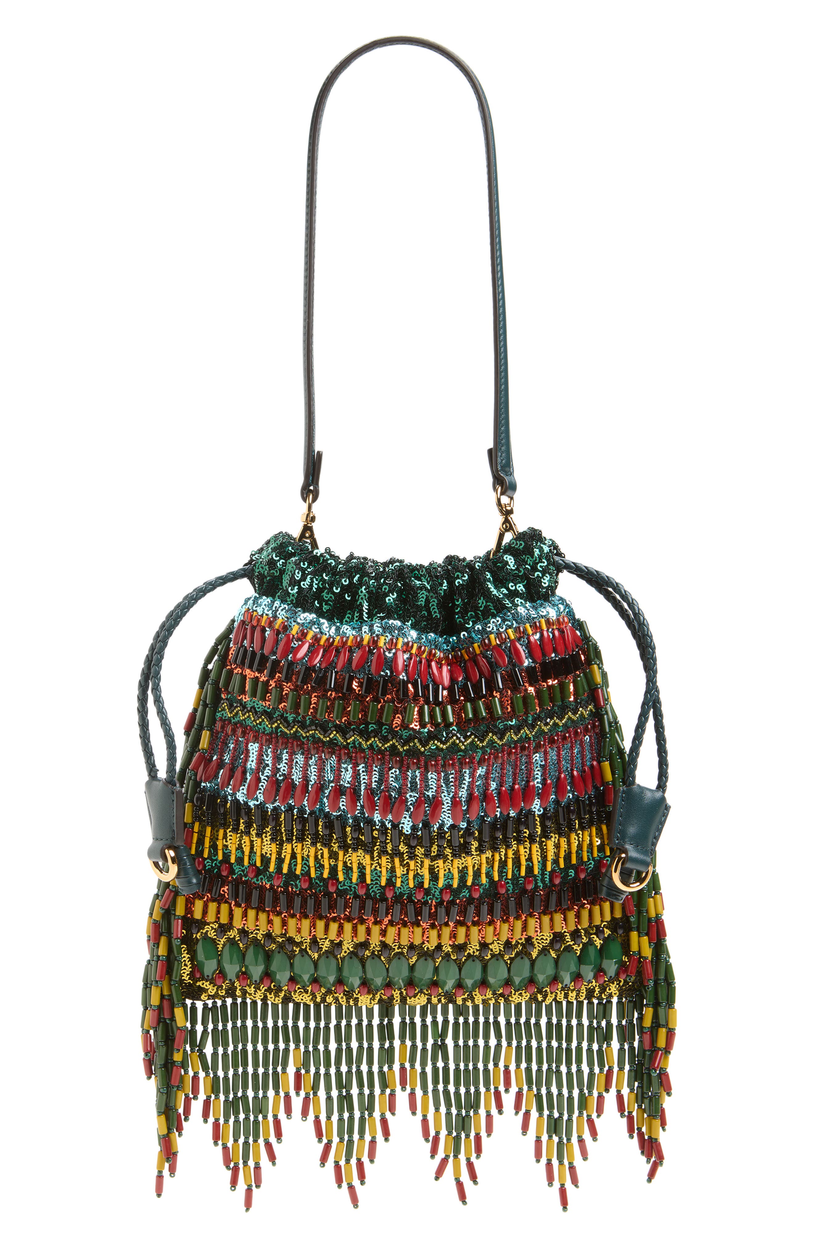 Kalispera Embellished Shoulder Bag, Main, color, VERDE