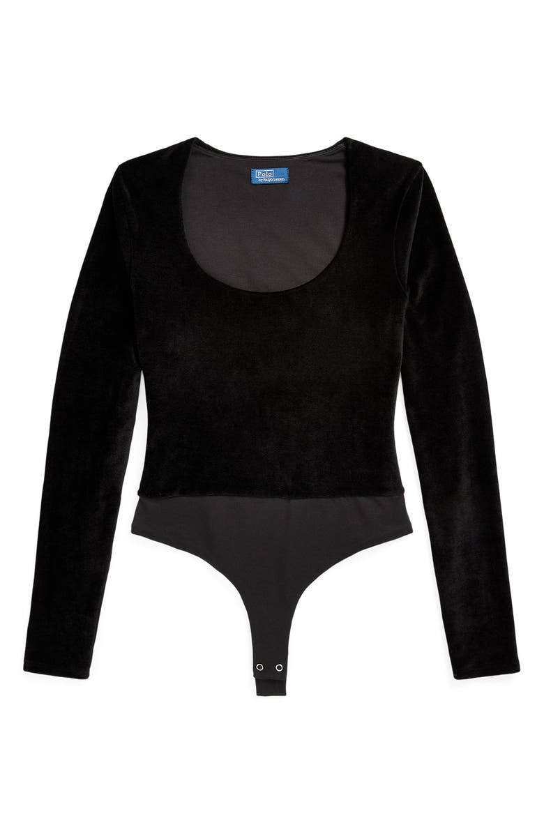 Polo Ralph Lauren Stretch Velvet Bodysuit, Alternate, color, Polo Black