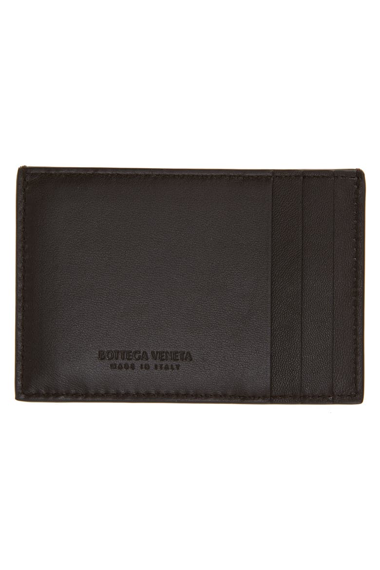 Intrecciato Leather Card Case, Alternate, color, FONDANT GOLD