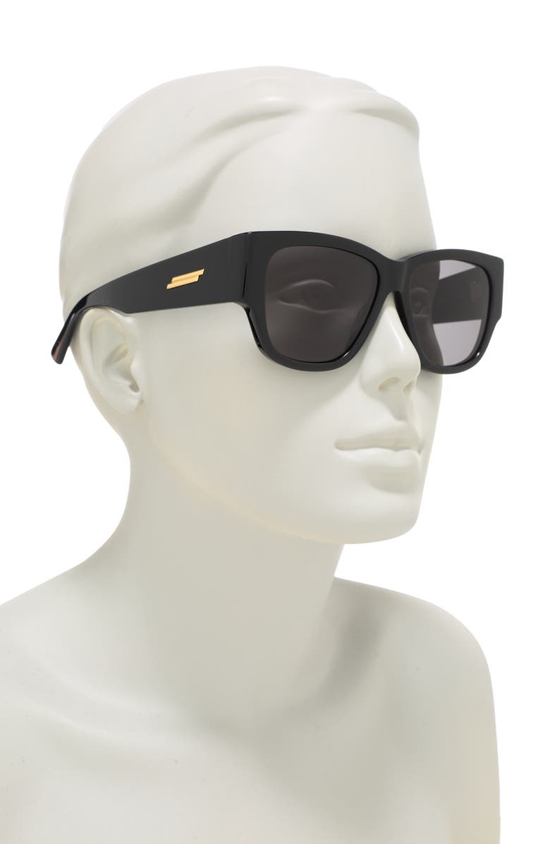 Bottega Veneta 55mm Square Sunglasses, Alternate, color, Black Grey