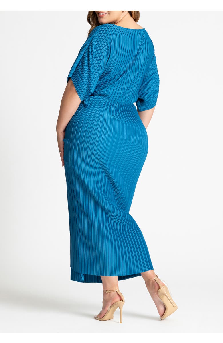 ELOQUII Draped Plisse Dress, Alternate, color, Dark Bluejay