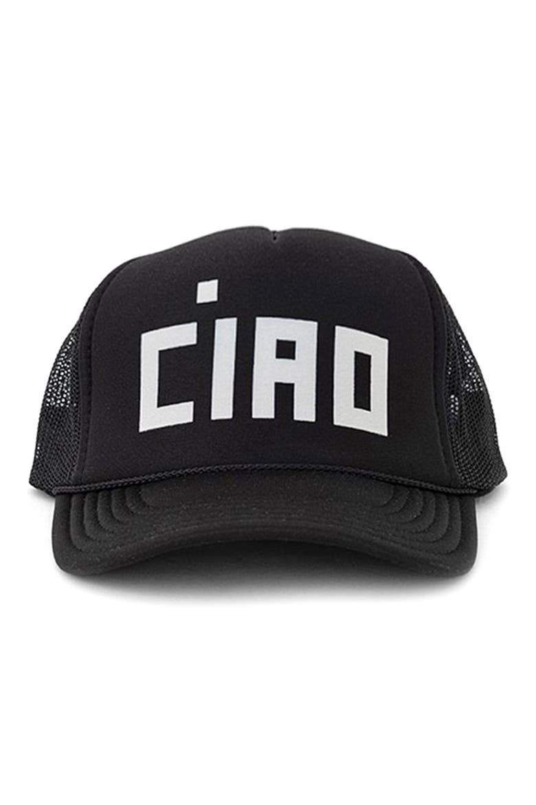 Trucker Hat, Alternate, color, BLACK W/ CREAM BLOCK CIAO