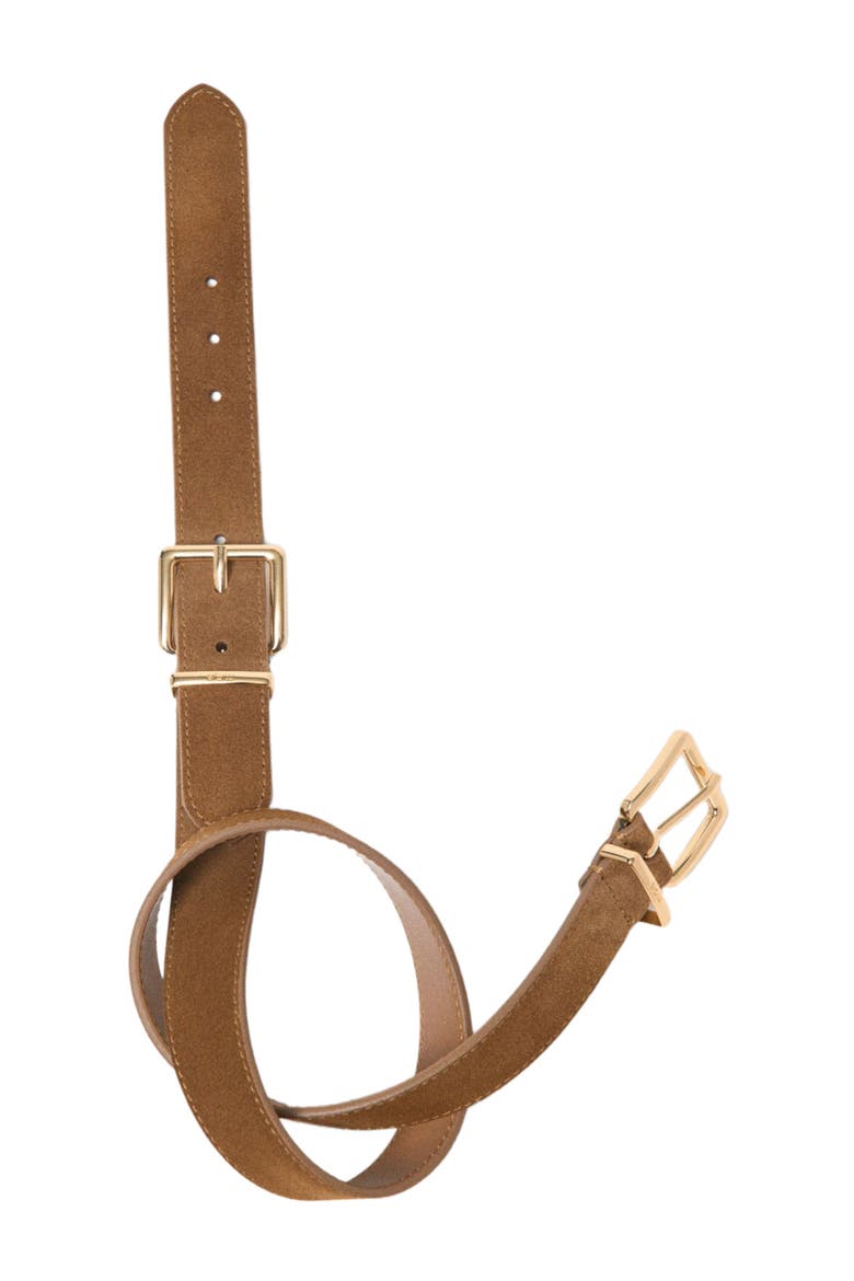 Double buckle suede belt, Alternate, color, Camel
