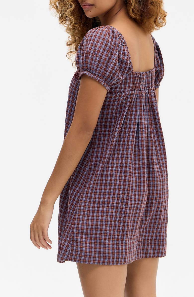 BDG Urban Outfitters Cordelia Check Cotton Babydoll Minidress, Alternate, color, Burgundy Check