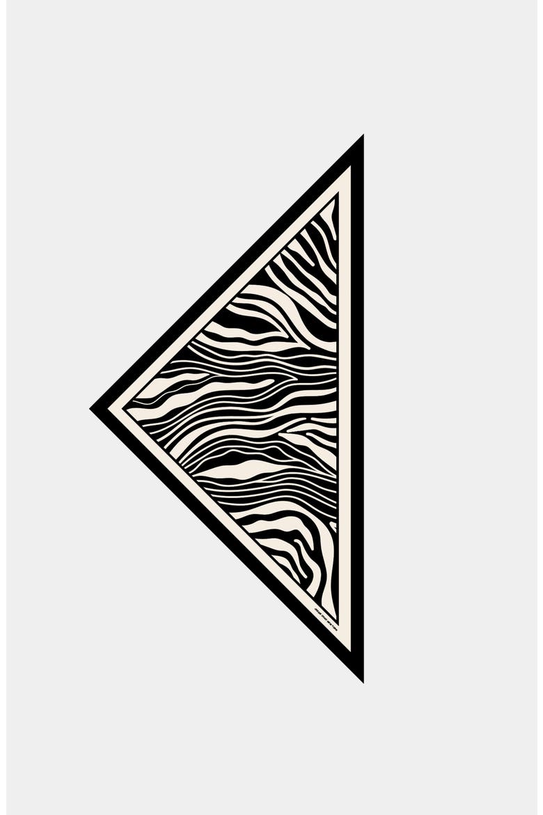Zebra Wave Triangle Silk Scarf, Main, color, Black