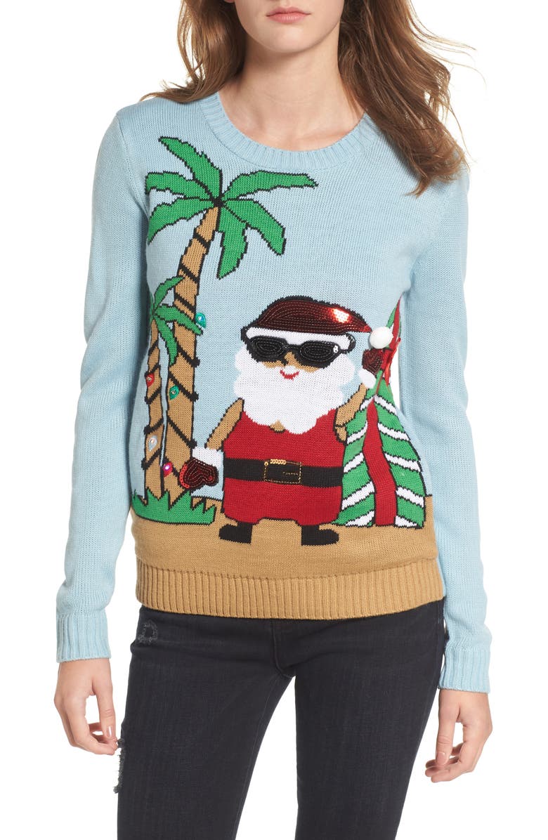 Love By Design Beach Santa Sweater, Main, color, 