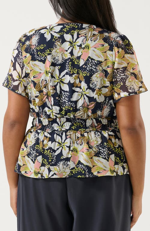 Estelle Wilsons Floral Print Peplum Top In Blue Print