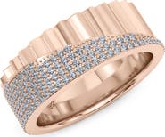 HauteCarat 50/50 Fluted Lab Grown Diamond Ring
