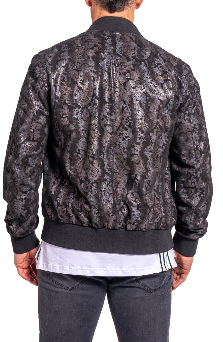 Maceoo Ascension0010 Foil Print Leather Jacket, Alternate, color, Black