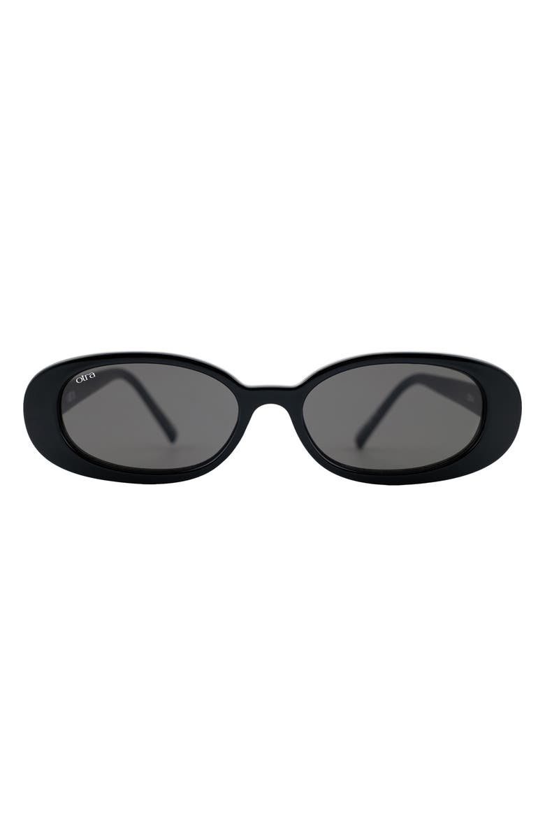 OTRA EYEWEAR Gina Oval Sunglasses, Main, color, Black/ Smoke
