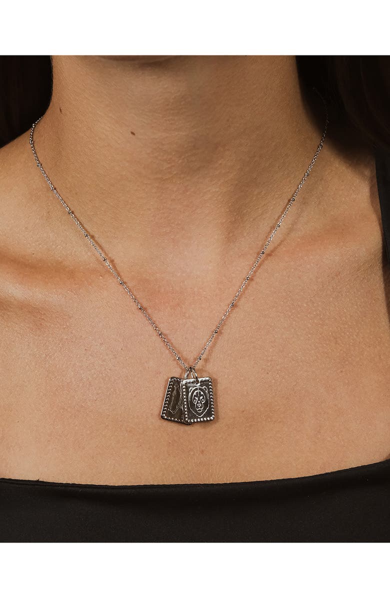 Sterling Forever 14K Gold Plated Brass Zodiac Tag Necklace - Aries, Alternate, color, Silver - Leo