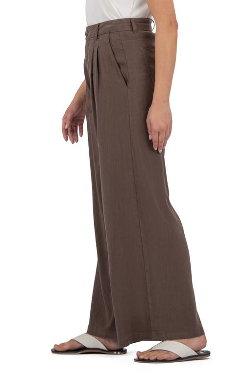 Kut From The Kloth Ryan Wide Leg Linen Blend Pants In Brown