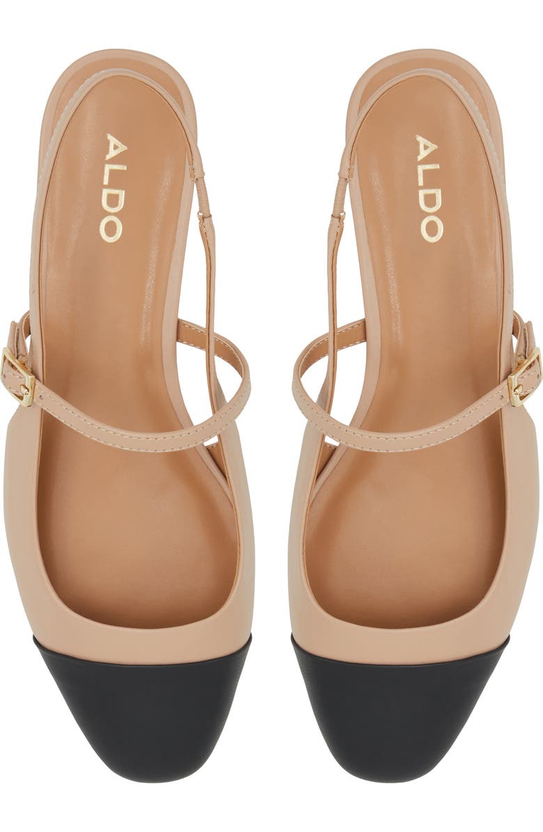 ALDO Sadey Slingback Mary Jane Cap Toe Flat, Alternate, color, Beige Combo