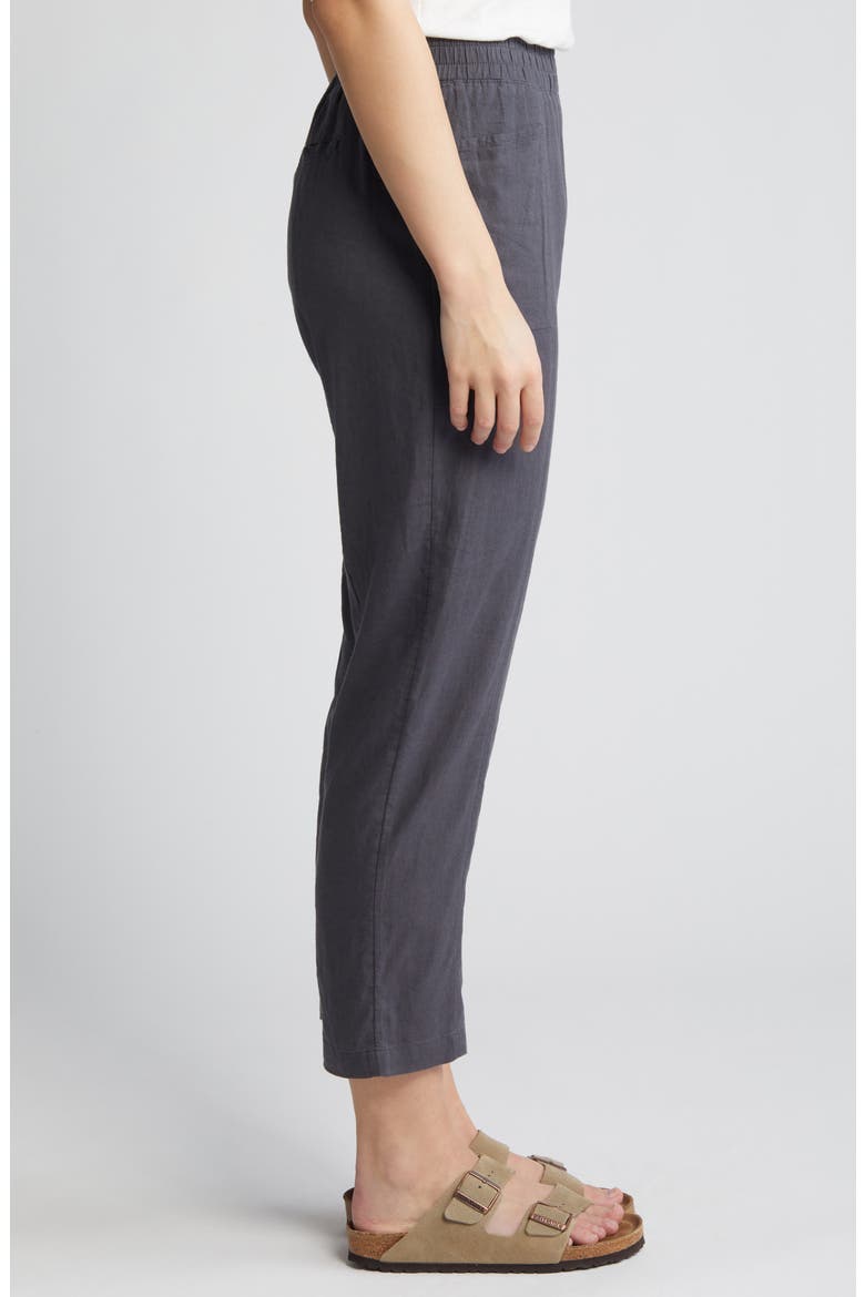 Pull-On Linen Blend Crop Pants, Alternate, color, GREY FORGED