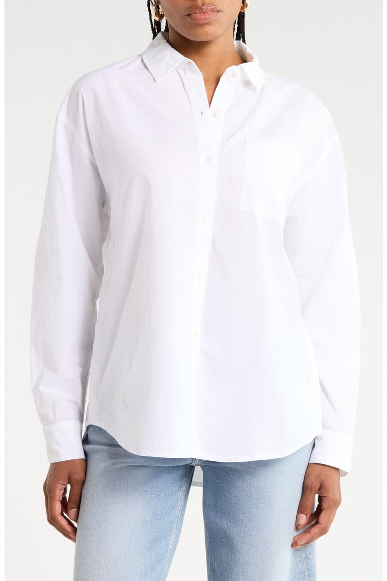 Cotton Boyfriend Shirt, Main, color, WHITE