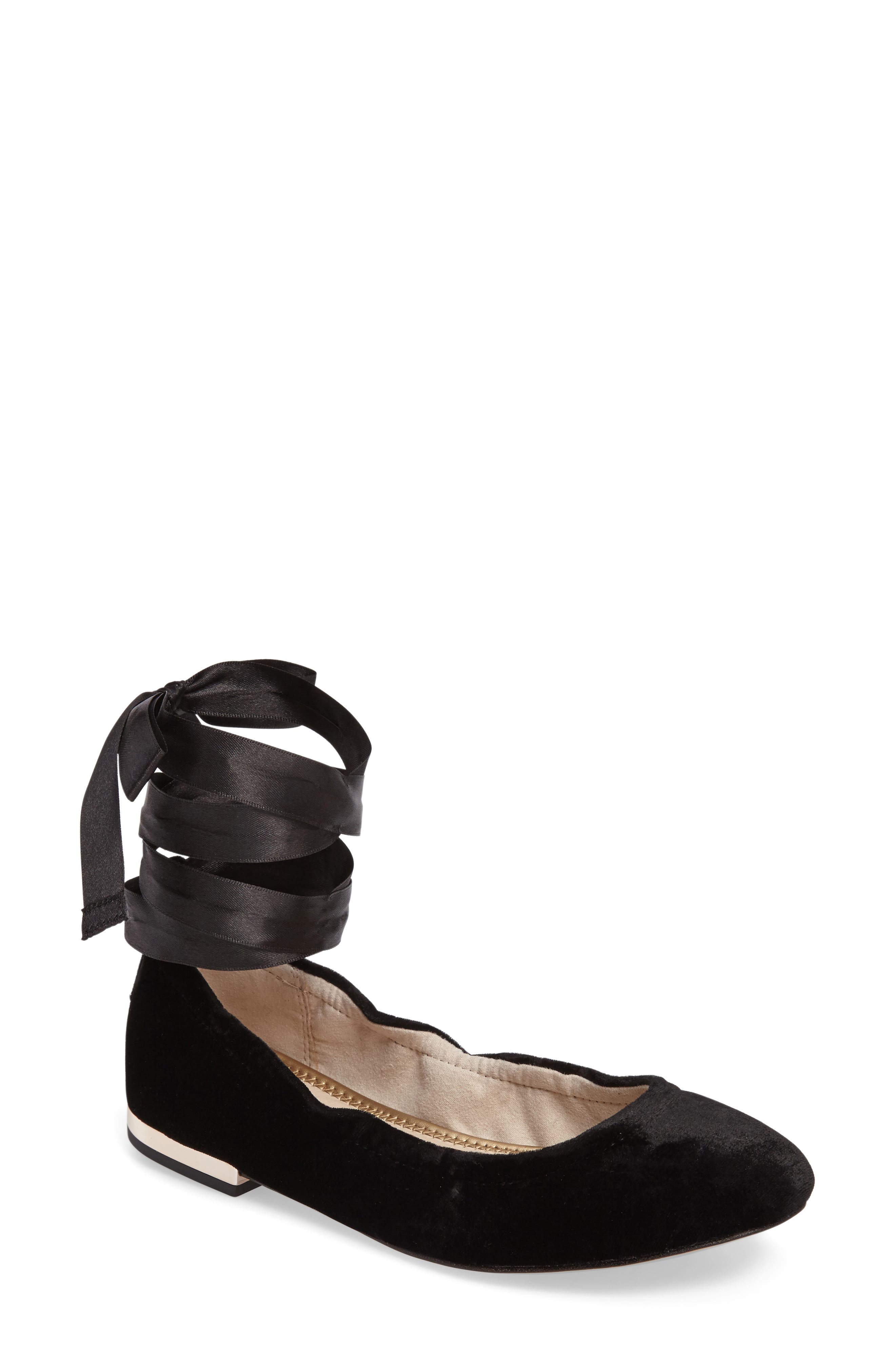 Fallon Wraparound Tie Flat, Main, color, BLACK FABRIC