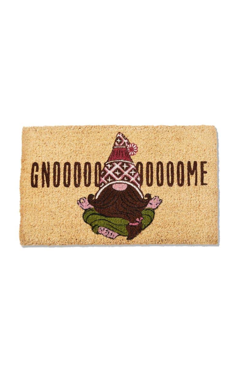 tag Gnoooooome Sentiment Gnomie Themed Coir Door Mat Beige, Main, color, Yellow