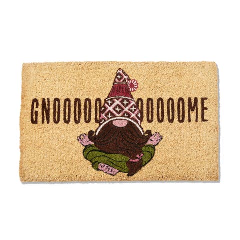 Gnoooooome Sentiment Gnomie Themed Coir Door Mat Beige