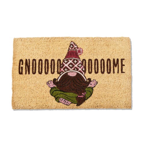 Tag Gnoooooome Sentiment Gnomie Themed Coir Door Mat Beige In Yellow