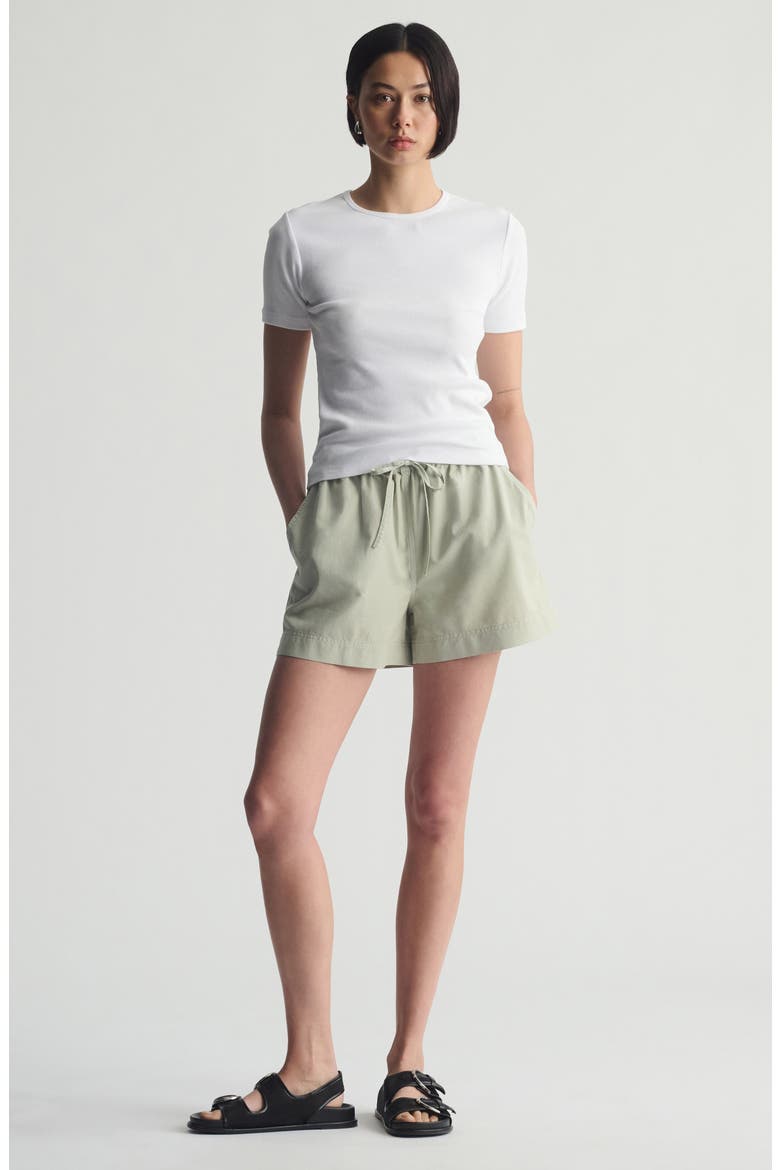 Rib Stretch Cotton T-Shirt, Alternate, color, WHITE