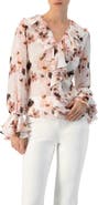 IVONNE Floral V-Neck Blouse with Ruffle Detail