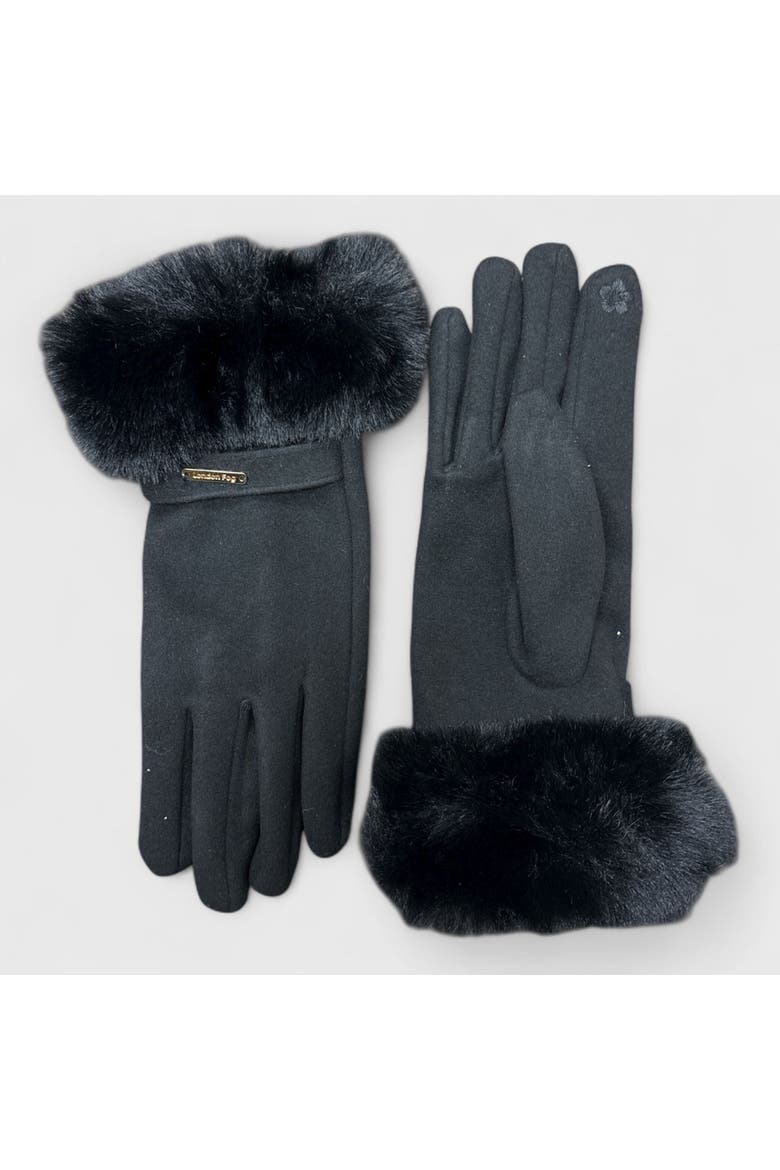 Women's Touchscreen Gloves wih Faux Fur Cuff, Main, color, Black
