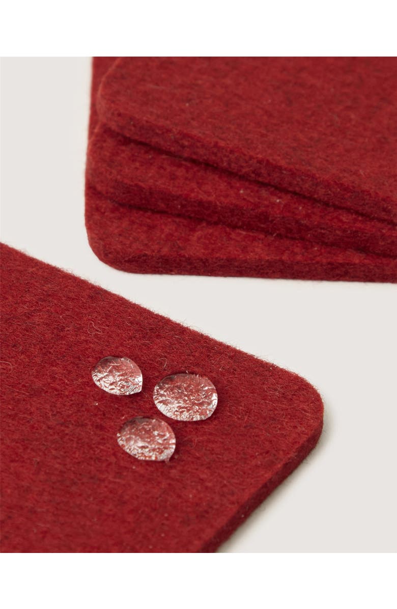 Graf Lantz Bierfilzl Merino Wool Square Coaster Solid 4 Pack, Alternate, color, Cherry