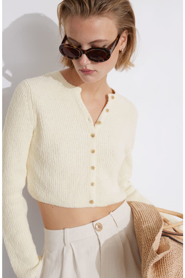 Crop Cotton Cardigan, Alternate, color, WHITE DUSTY LIGHT