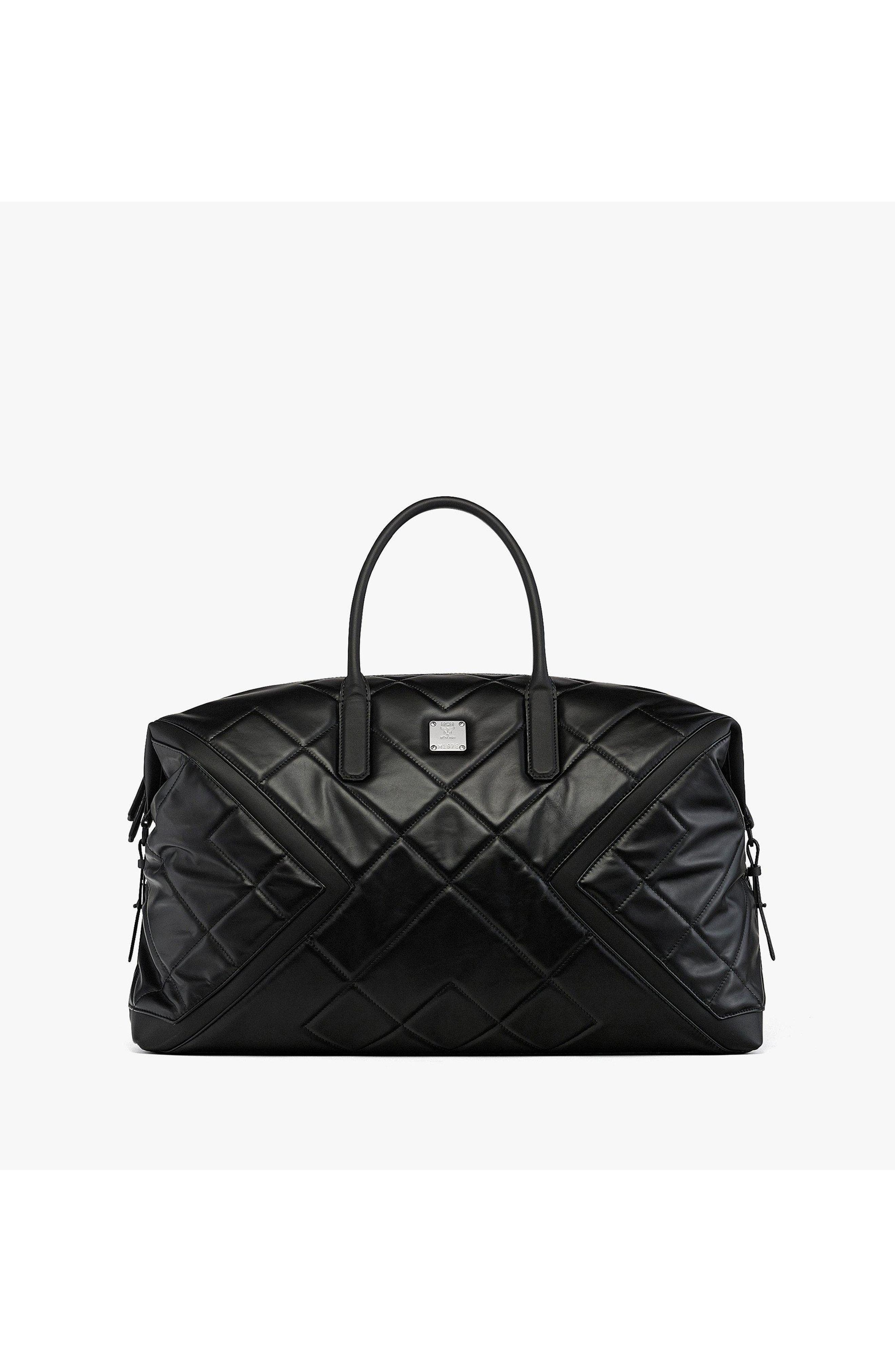 X-Large Ottomar Weekender in Diamond Quilted Leather, Main, color, Black