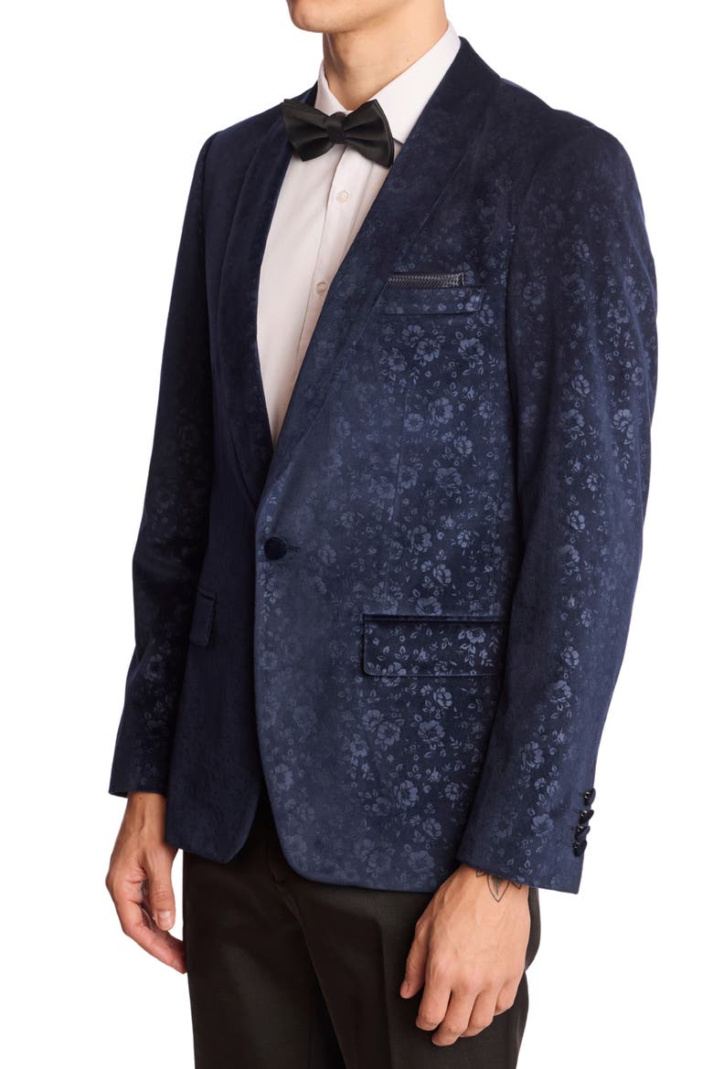 Regent Slim Fit Floral Velvet Dinner Jacket, Alternate, color, NAVY FLORAL VELVET