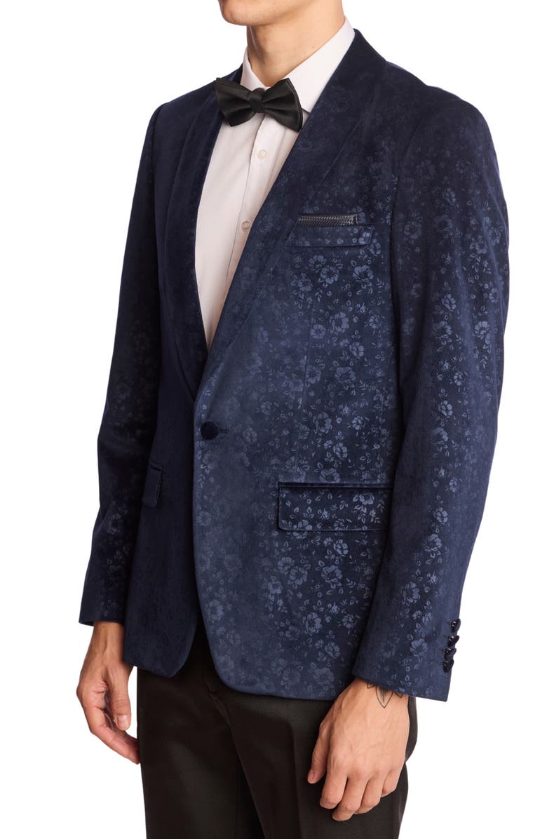 PAISLEY & GRAY Regent Slim Fit Floral Velvet Dinner Jacket, Alternate, color, Navy Floral Velvet