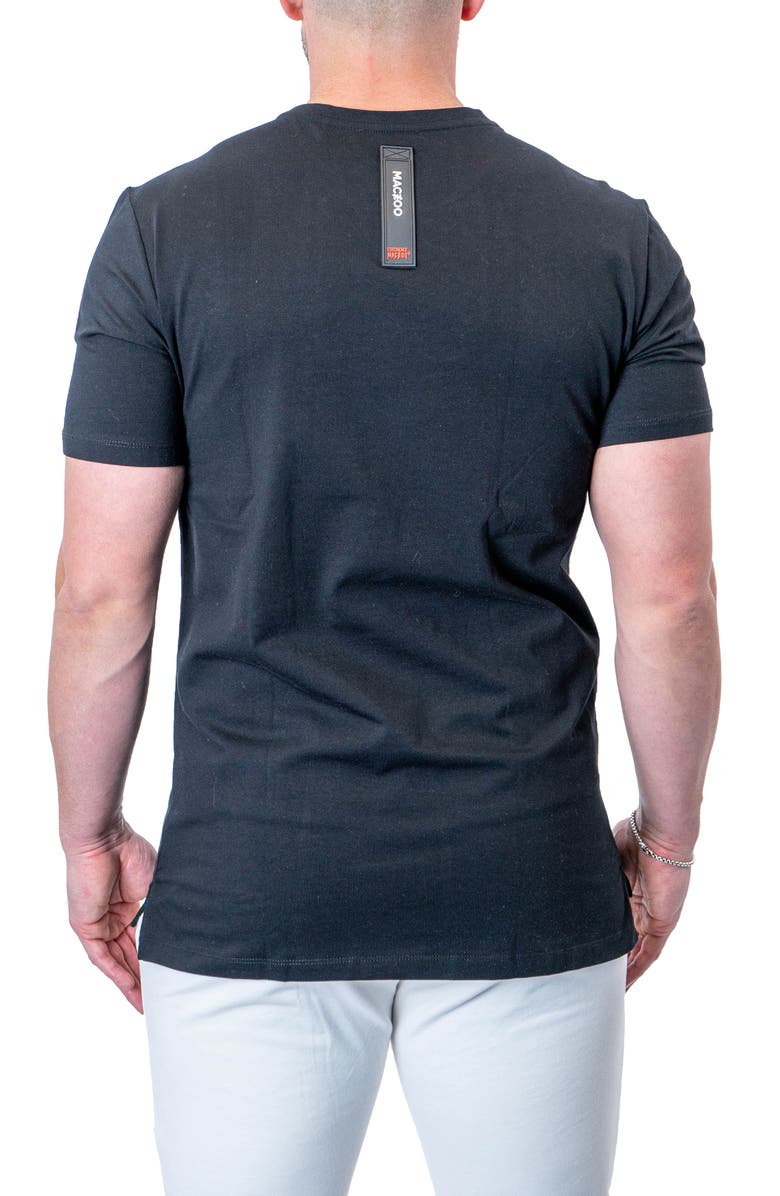 Maceoo Repetition Black Logo Appliqué Stretch Cotton T-Shirt, Alternate, color, Black