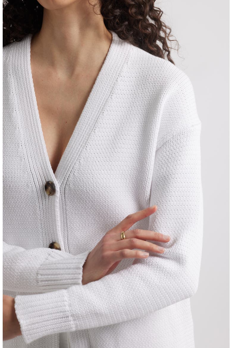 Chunky Cotton Blend Cardigan, Alternate, color, WHITE