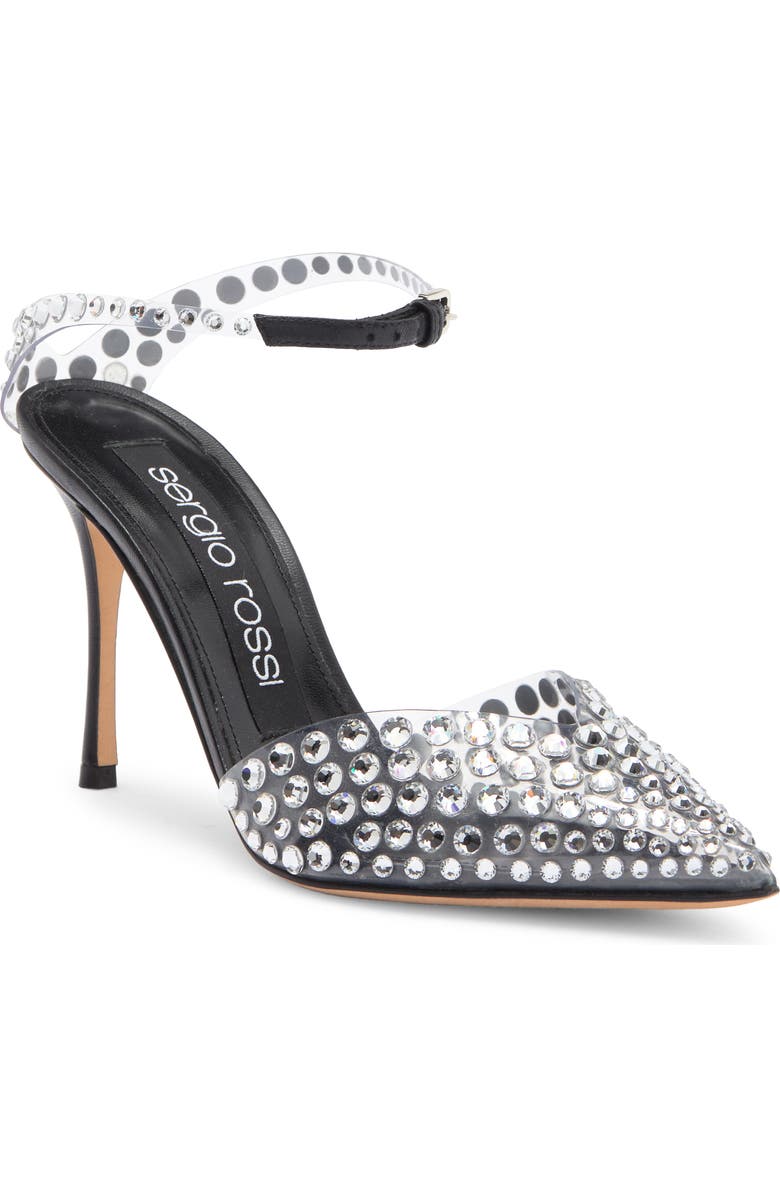 Sergio Rossi Crystal Embellished Clear Strap Pump, Main, color,