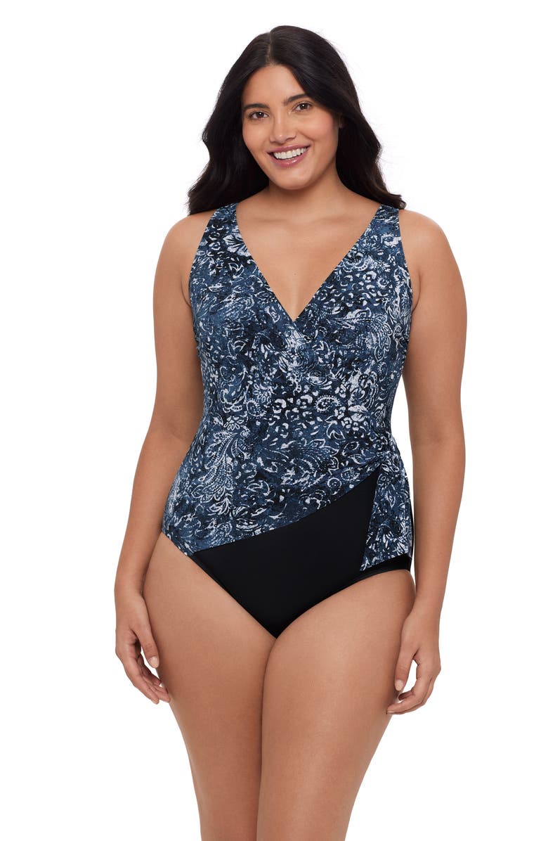 Trimshaper Vera Side-Tie One-Piece Control Swimsuit, Main, color, Flora 
Fauna