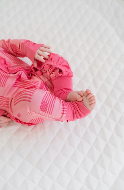 Shop Laree + Co Kenzie Ruffle Convertible Footie In Pink