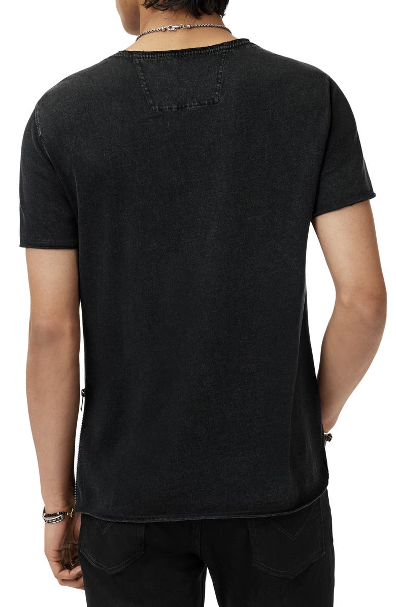 John Varvatos Raw Edge Zipper Graphic T-Shirt, Alternate, color, Black