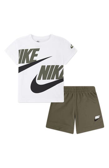Nike Kids' Split Futura T-shirt & Shorts Set In Medium Olive