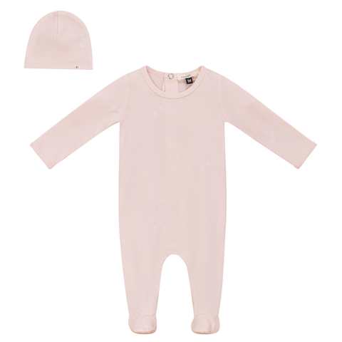 Allover Strawberry and Dot Print Romper with Hat Set
