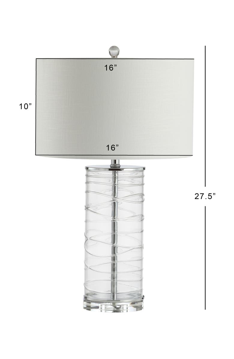 JONATHAN Y Cole 27.5" Modern Fused Glass Cylinder LED Table Lamp, Alternate, color, Clear