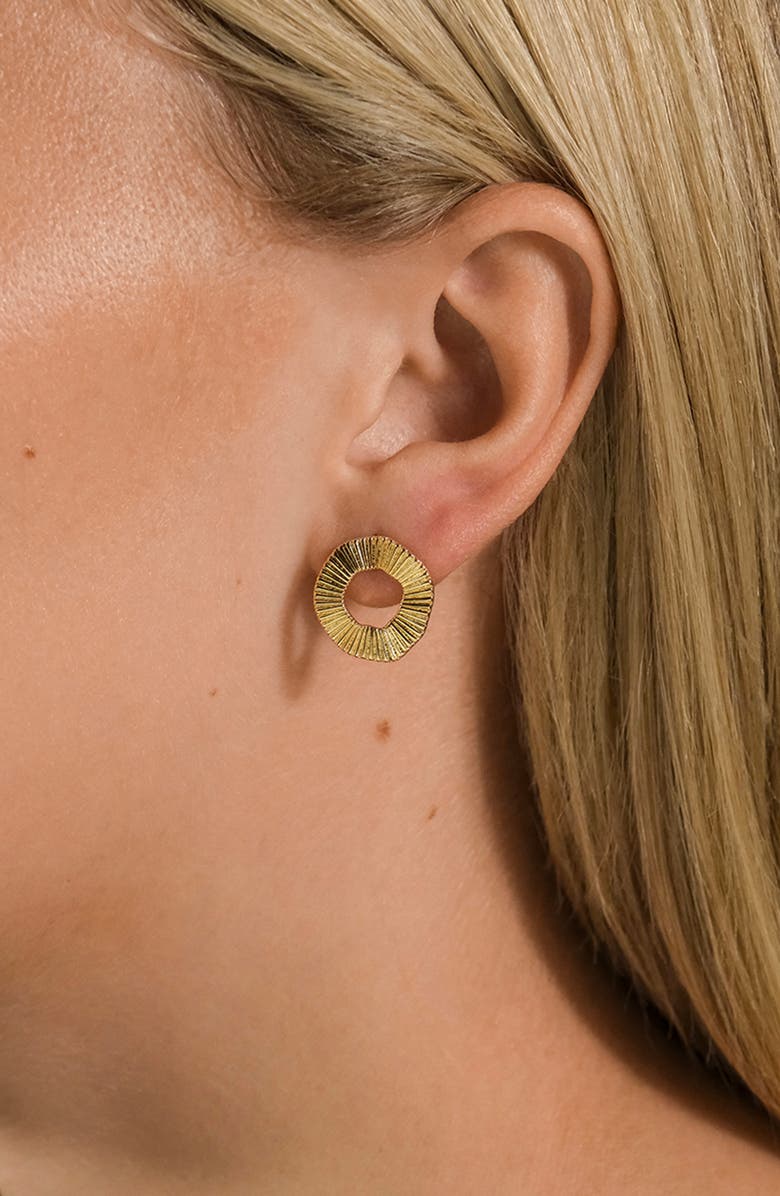 Sterling Forever Viviana Ribbed Open Circle Stud Earrings, Alternate, color, 