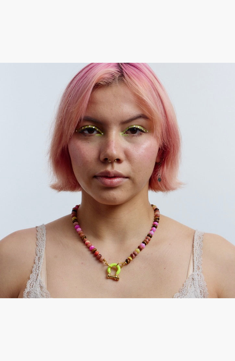 SHOP SPICY DAN Chikin Mixed Gemstone Gold Plated Necklace, Alternate, color, Mixed Gemstone