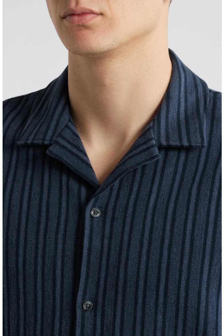 Cabana Stripe Short Sleeve Button-Up Camp Shirt, Alternate, color, VENICE BLUE/COASTAL