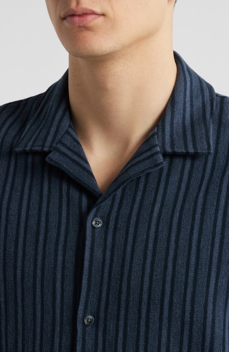 Vince Cabana Stripe Short Sleeve Button-Up Camp Shirt, Alternate, color, Venice Blue/Coastal