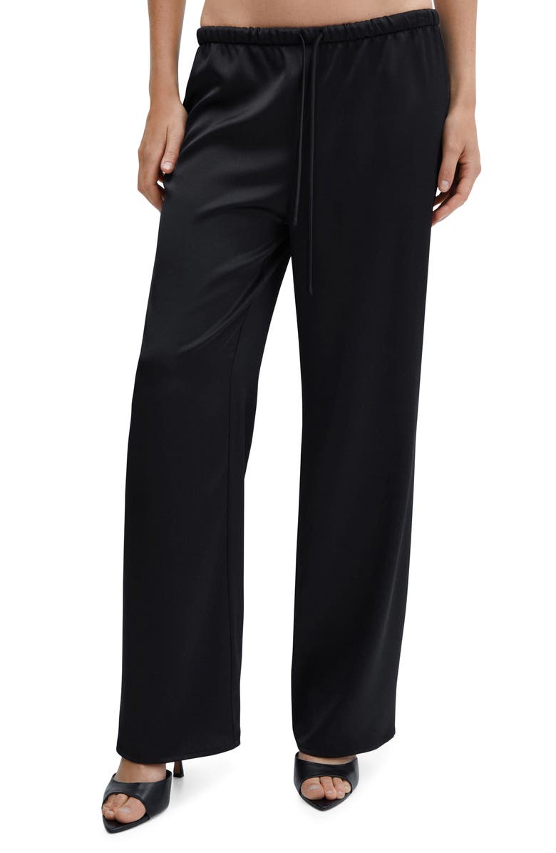 MANGO Satin Drawstring Pants, Main, color,