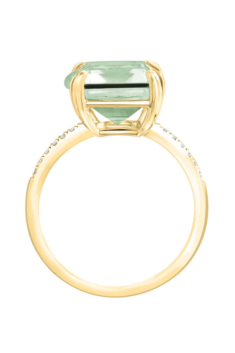 14K Yellow Gold Emerald Cut Green Amethyst & Diamond Ring, Alternate, color, 14K Gold